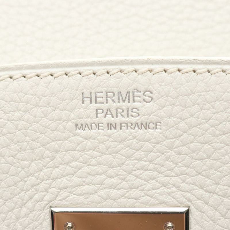 愛馬仕 Birkin 30 手提包 Taurillon Clemence 白色 二手女士-3