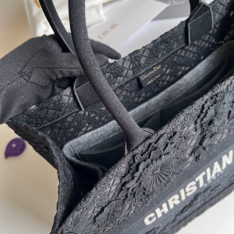 Christian Dior 的黑色蕾絲蝴蝶刺繡 Book Tote 手提包 二手美包-9