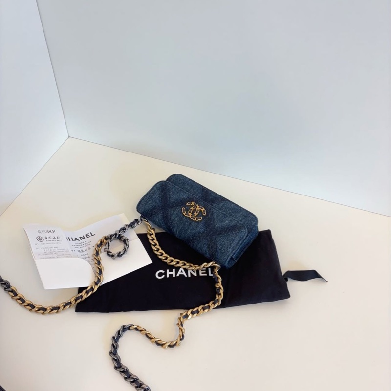 💎Chanel香奈兒|牛仔金扣 mini 19bag Woc鏈條包|芯片款99新-7