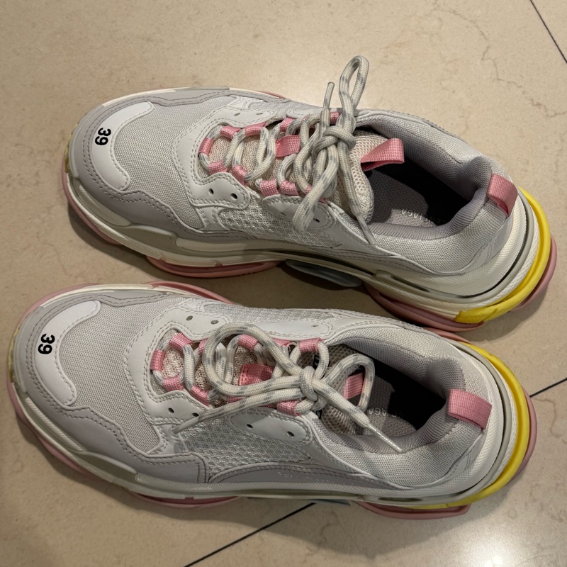 Balenciaga 粉黃底老爹鞋39號-5