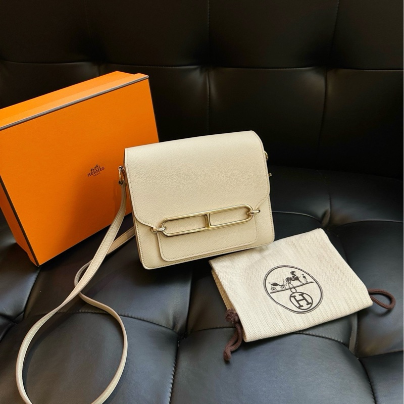 🐎Hermes 愛馬仕|roulis mini 豬鼻子19冰川白金扣|ec皮|98新-1