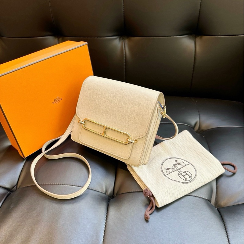🐎Hermes 愛馬仕|roulis mini 豬鼻子19冰川白金扣|ec皮|98新-4