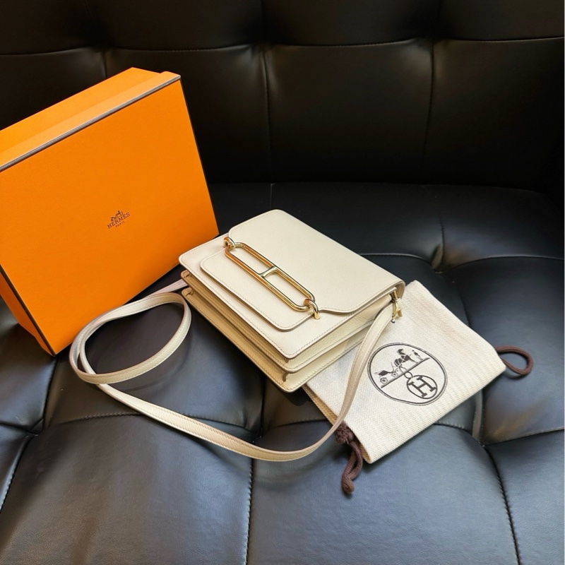 🐎Hermes 愛馬仕|roulis mini 豬鼻子19冰川白金扣|ec皮|98新-6