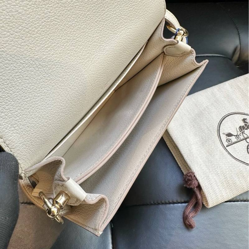🐎Hermes 愛馬仕|roulis mini 豬鼻子19冰川白金扣|ec皮|98新-8