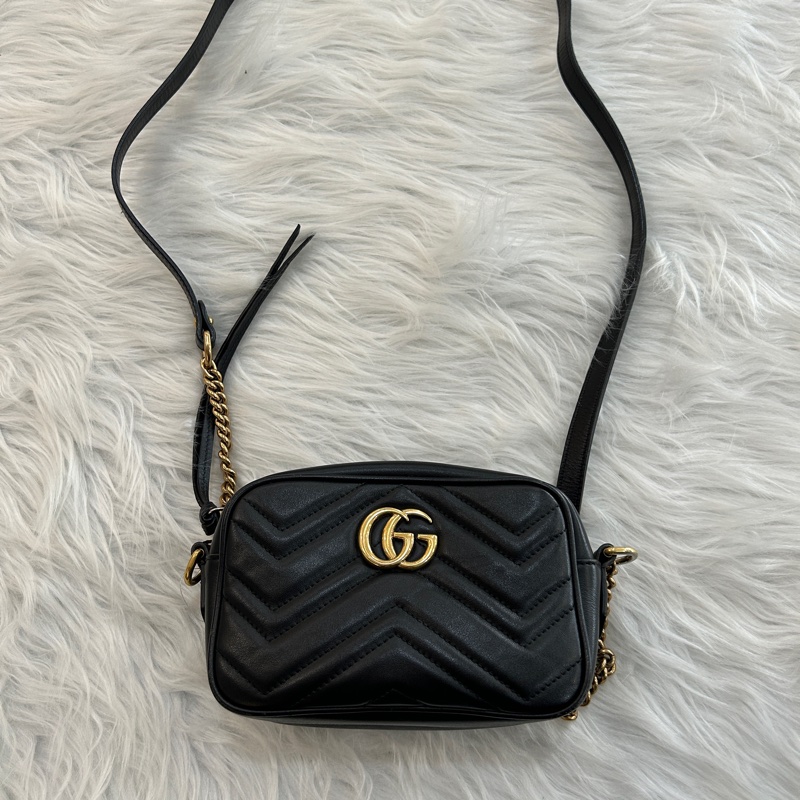 Gucci marmont mini 黑色 皮革 肩背包-0