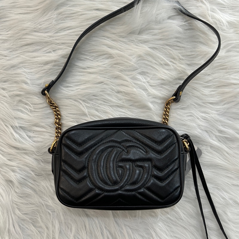 Gucci marmont mini 黑色 皮革 肩背包-1