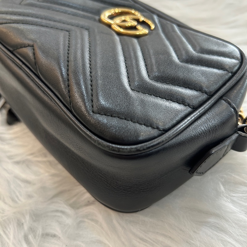 Gucci marmont mini 黑色 皮革 肩背包-3
