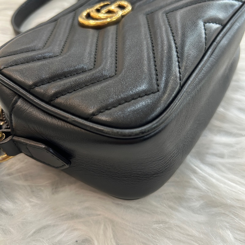 Gucci marmont mini 黑色 皮革 肩背包-8