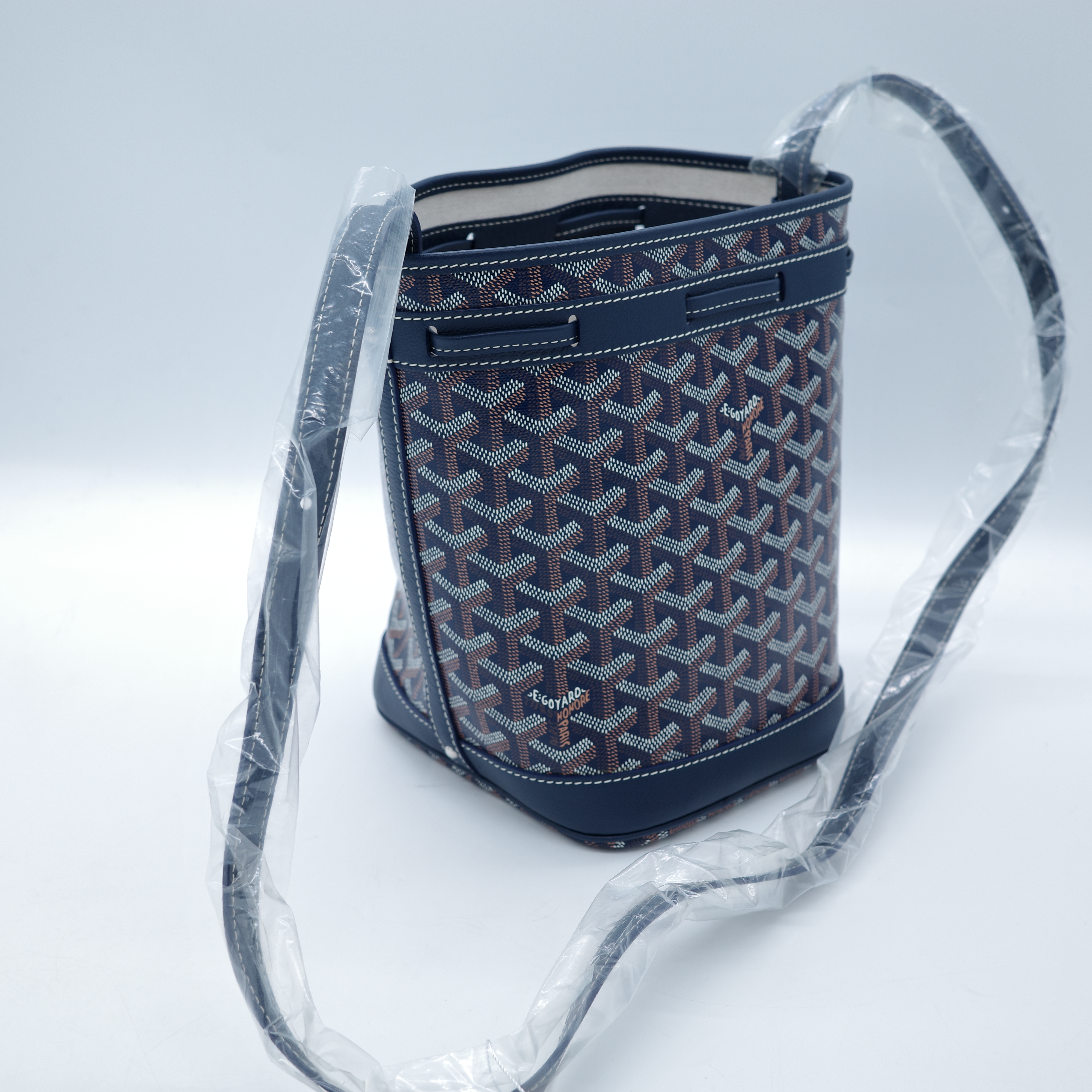 Goyard 戈雅 PEFLOT 海軍藍 束繩水桶包-4