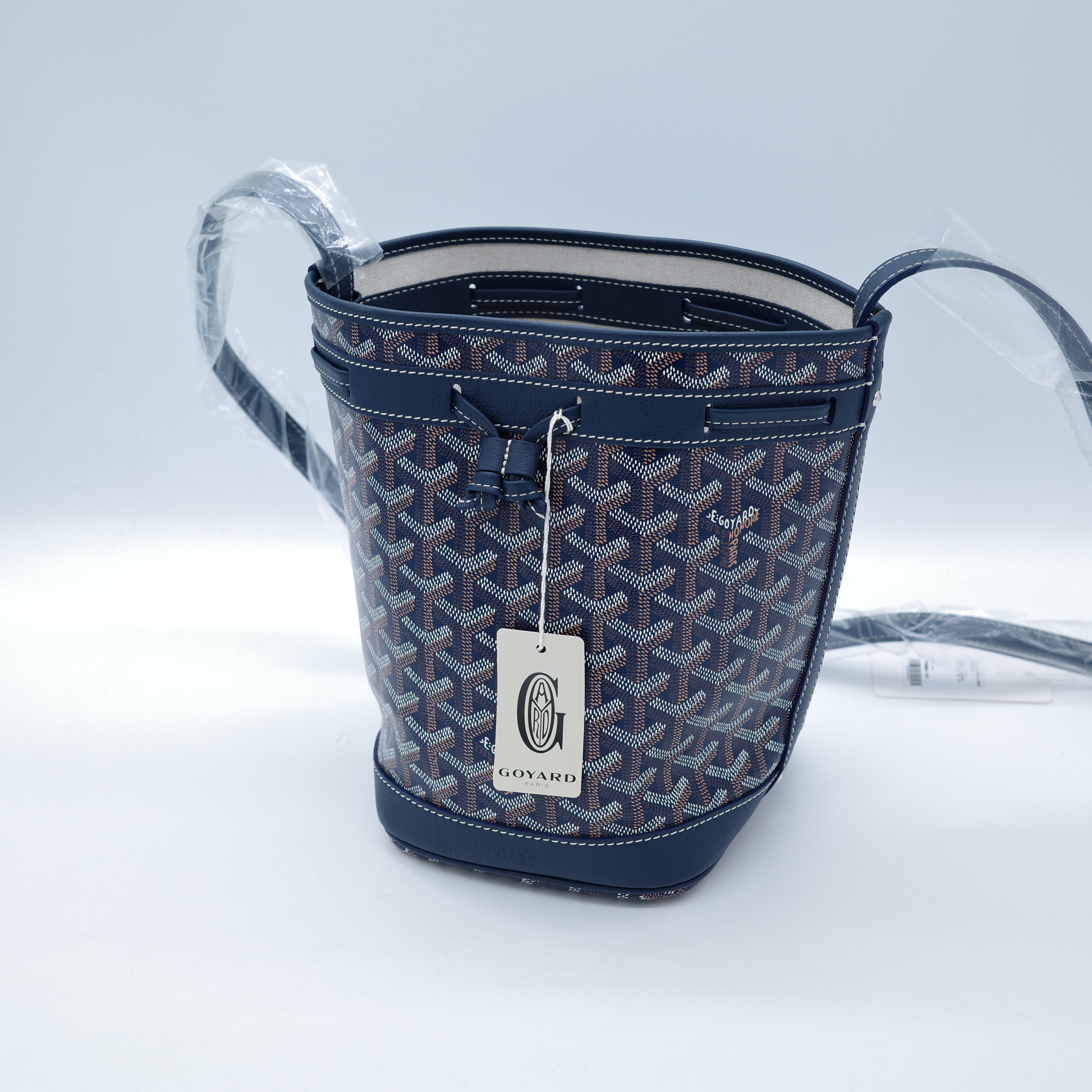 Goyard 戈雅 PEFLOT 海軍藍 束繩水桶包-5