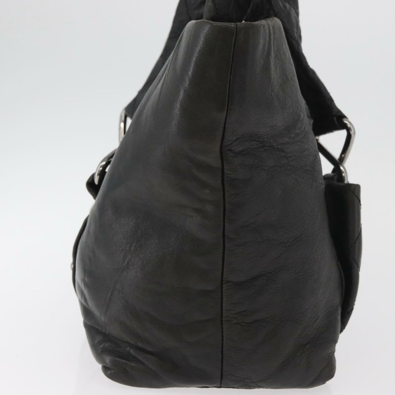 【日本直送】香奈兒 2.55 Matelasse 手提包 羊皮 黑色 銀色 CC 標誌 Auth bs35399A-3