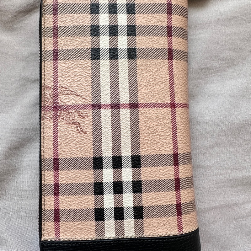 🖤 Burberry 經典戰馬格紋拉鍊長夾|奶茶格紋×黑金配色-2