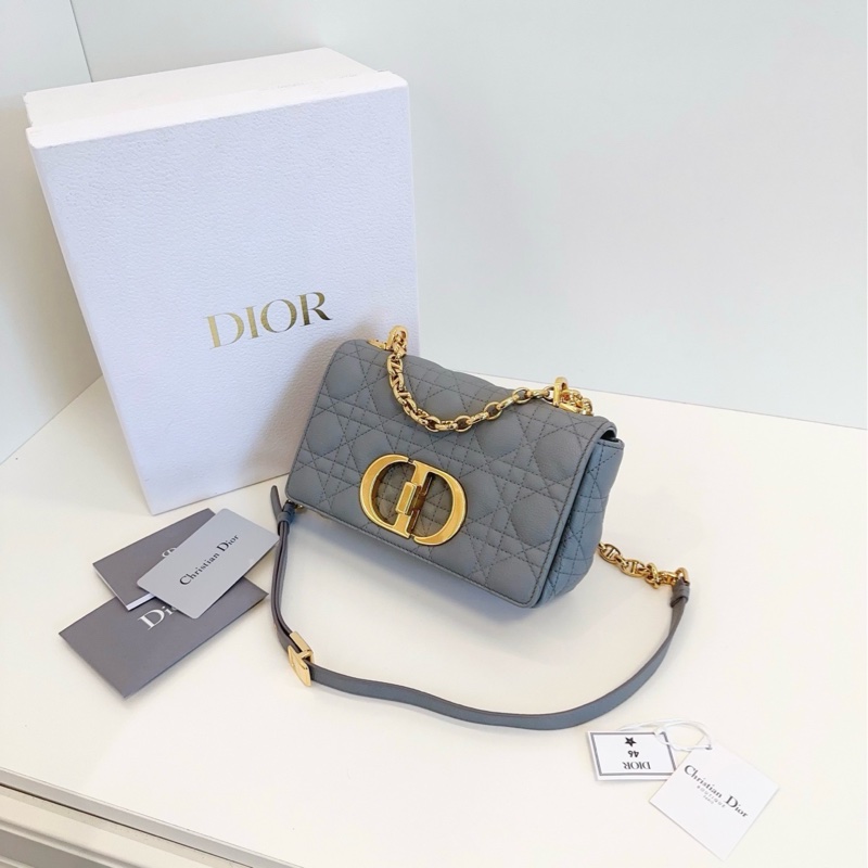 ✨Dior迪奧|岩石灰金扣Caro戴妃鏈條包小號|98新-3