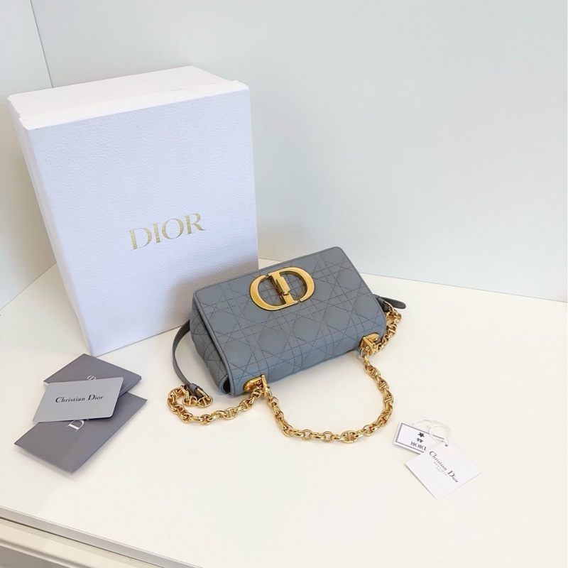 ✨Dior迪奧|岩石灰金扣Caro戴妃鏈條包小號|98新-4