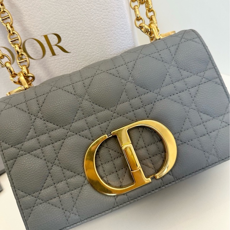 ✨Dior迪奧|岩石灰金扣Caro戴妃鏈條包小號|98新-9