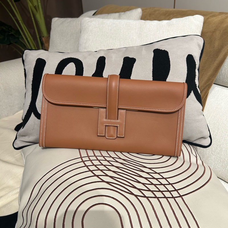 HERMES Jige Elan 29 Stamp U Clutch gold Calfskin-0