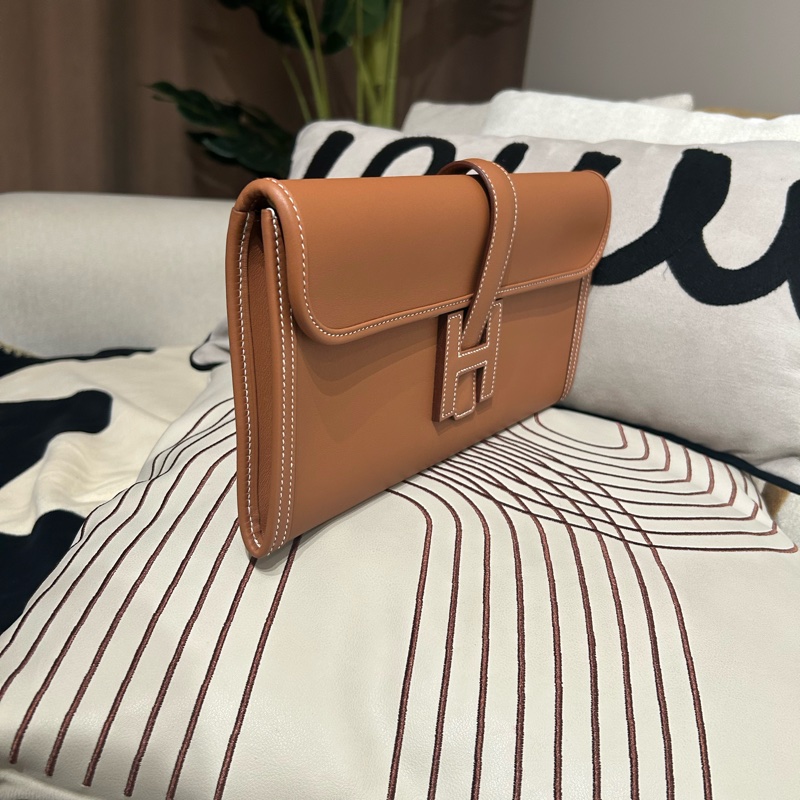 HERMES Jige Elan 29 Stamp U Clutch gold Calfskin-1