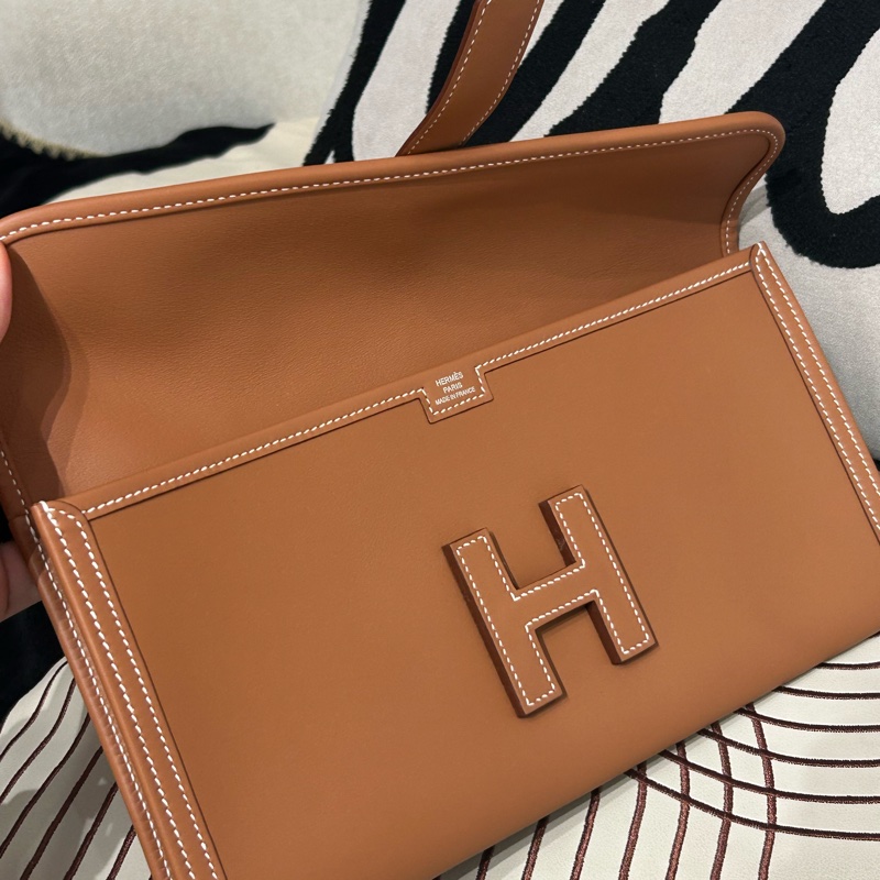 HERMES Jige Elan 29 Stamp U Clutch gold Calfskin-4