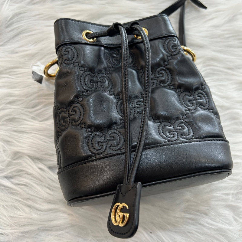 Gucci 黑色 GG印花 水桶包-1