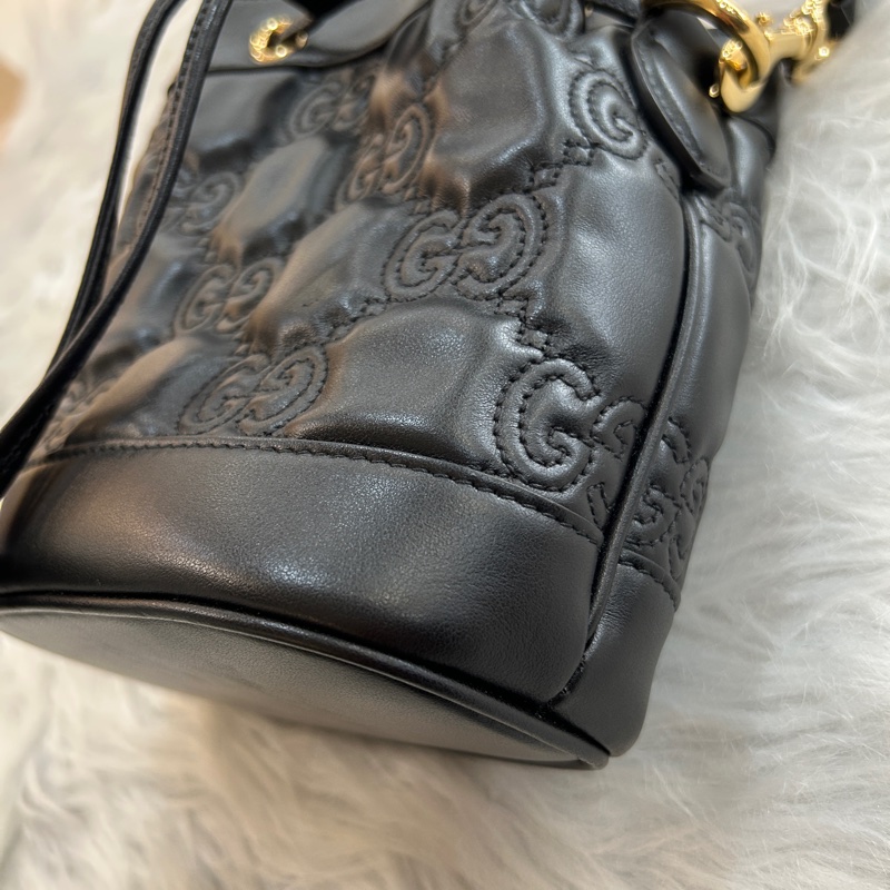 Gucci 黑色 GG印花 水桶包-2