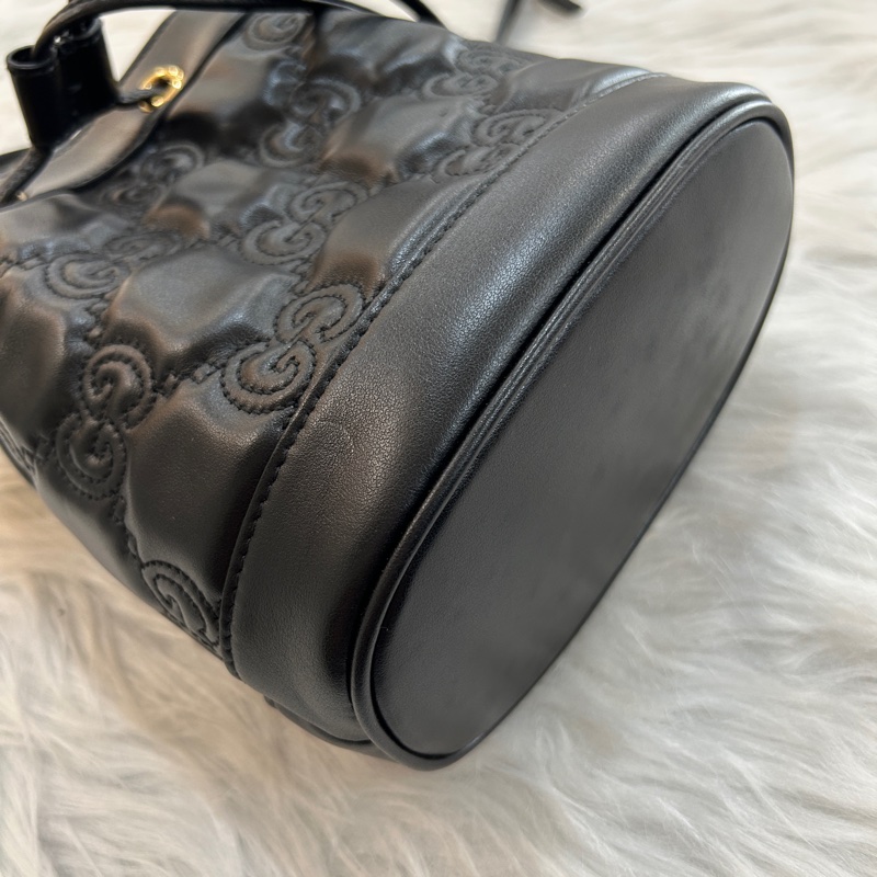 Gucci 黑色 GG印花 水桶包-4