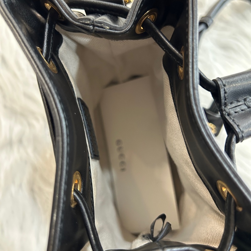 Gucci 黑色 GG印花 水桶包-5