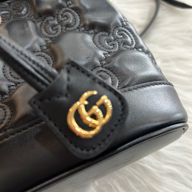 Gucci 黑色 GG印花 水桶包-6