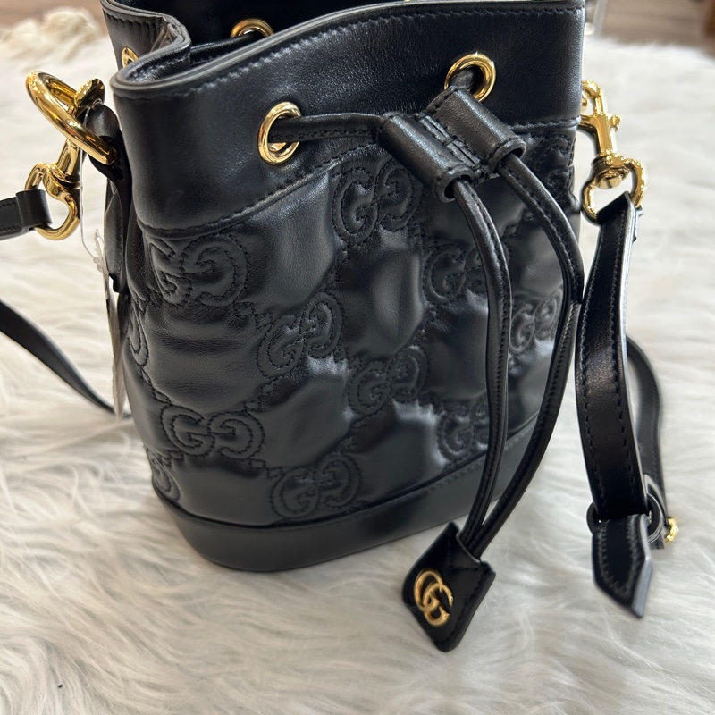 Gucci 黑色 GG印花 水桶包-7