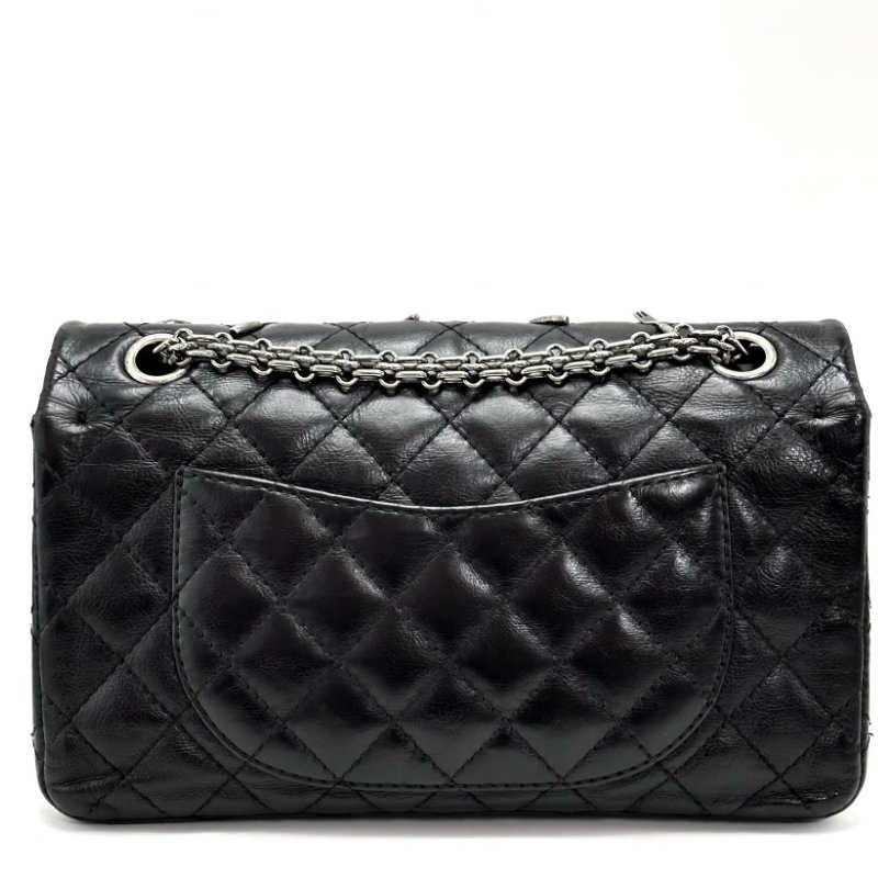 ️CHANEL 2.55小號黑銀限量款 刀叉系列肩背斜背鏈條包 25*14*8 98新配件塵袋 購證-5