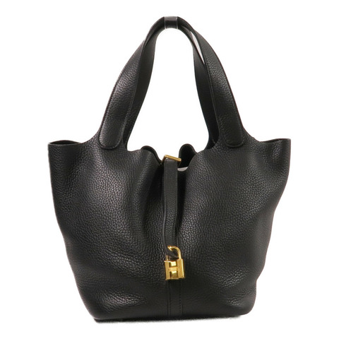 HERMES Clemence皮革Picotin MM手挽袋Noir
