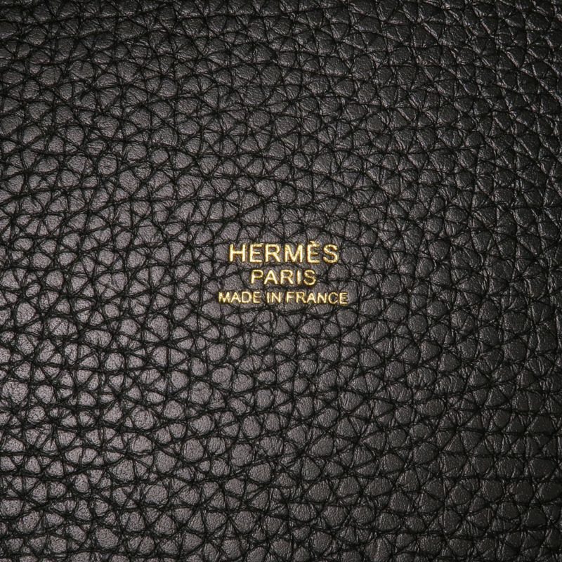 HERMES Clemence皮革Picotin MM手挽袋Noir-5