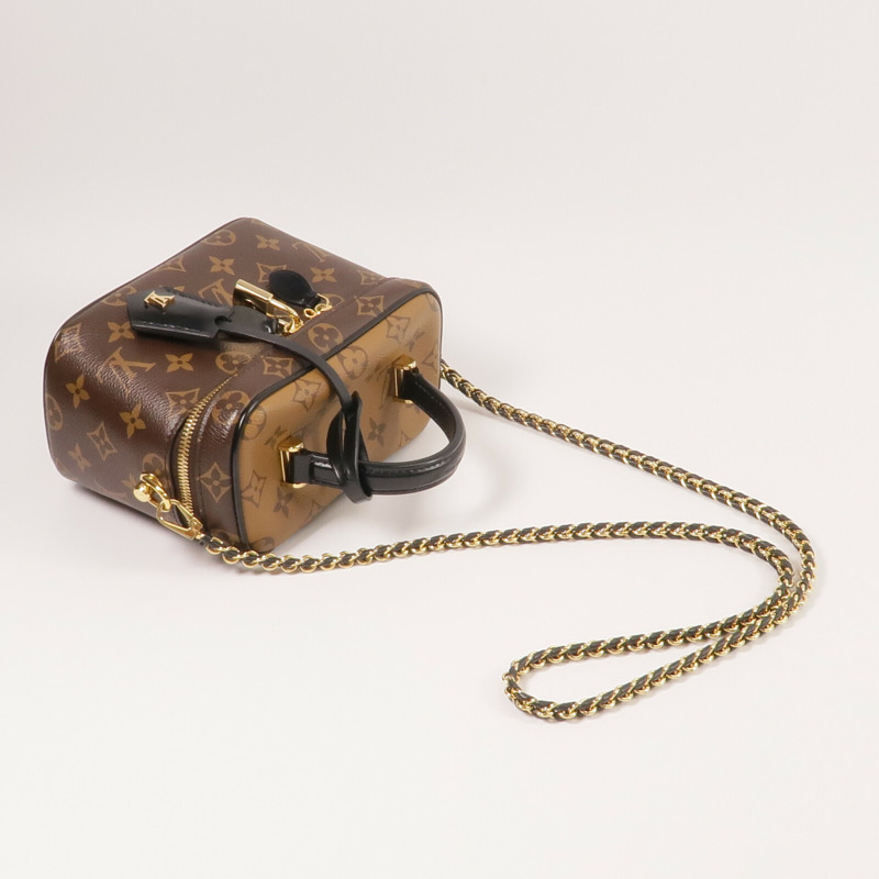 LOUIS VUITTON Monogram/Monogram Reverse Vanity PM手挽肩背兩用袋棕色-7