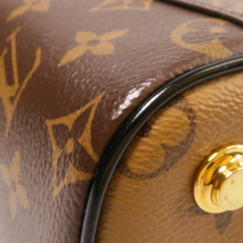 LOUIS VUITTON Monogram/Monogram Reverse Vanity PM手挽肩背兩用袋棕色-14