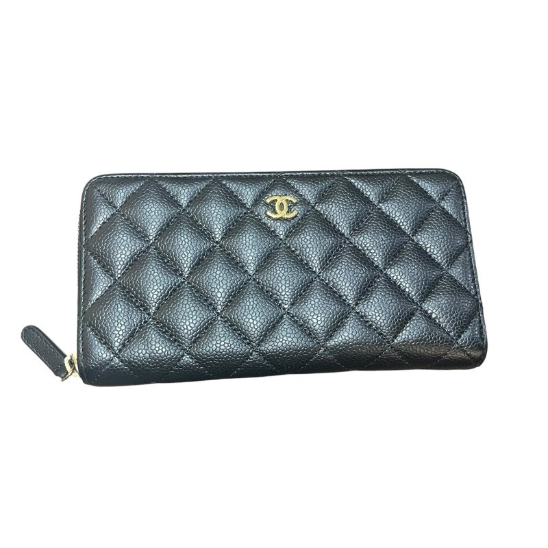 CHANEL 菱格紋拉鍊長夾 5-601-1