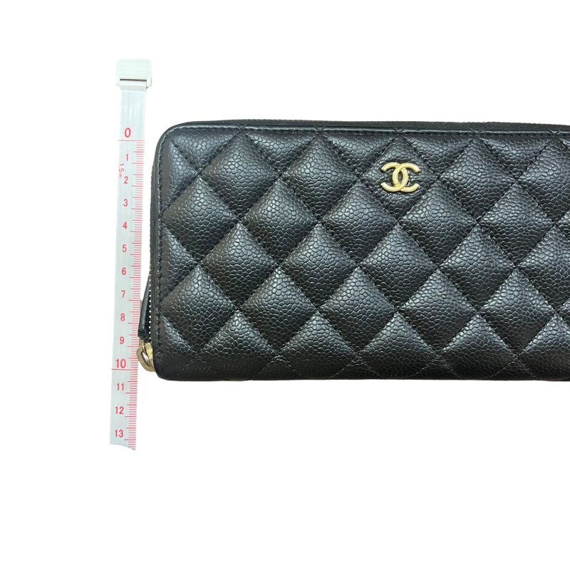 CHANEL 菱格紋拉鍊長夾 5-601-9