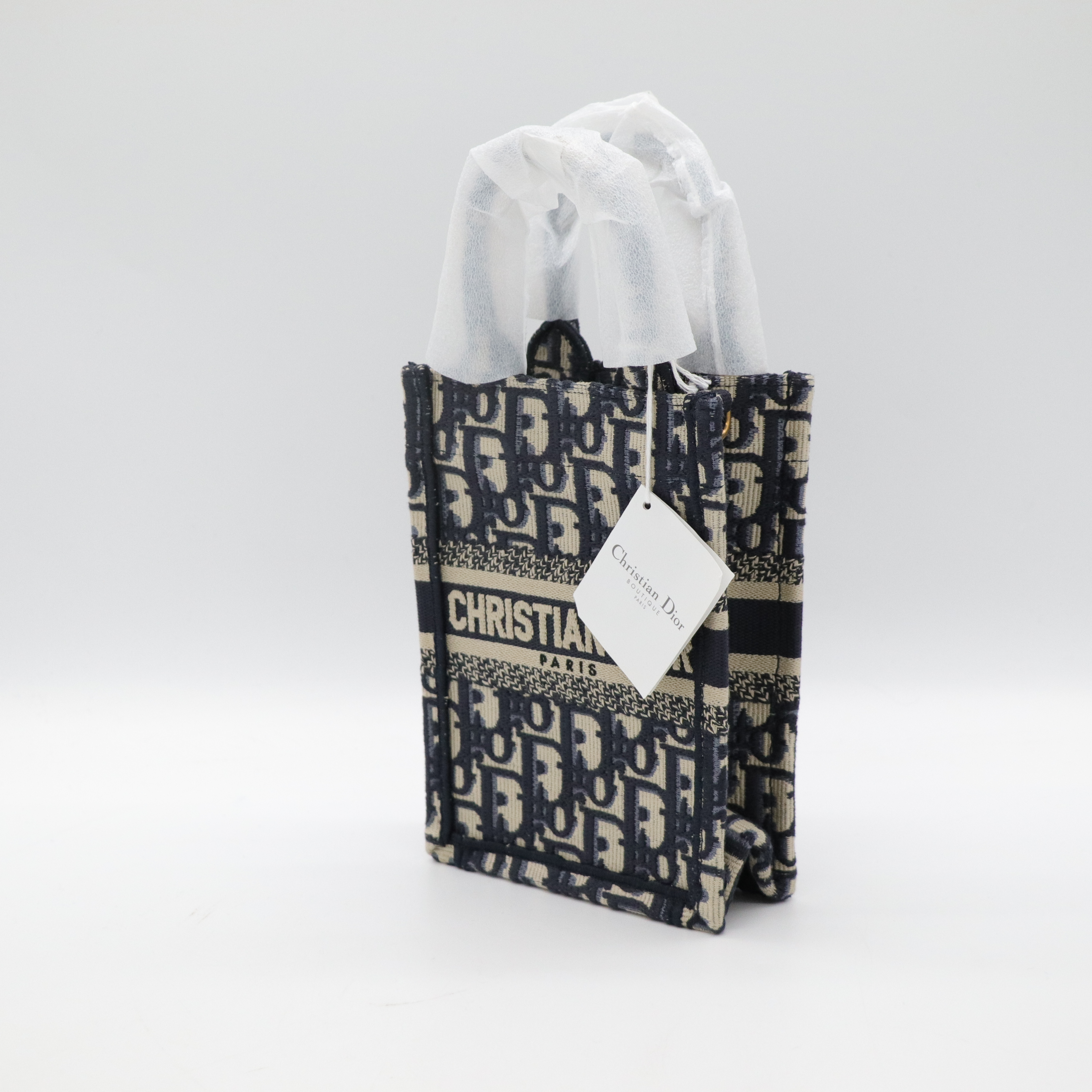 Dior 迪奧 藍色 Oblique 刺繡 藍色 book TOTE 手提肩背托特包-3