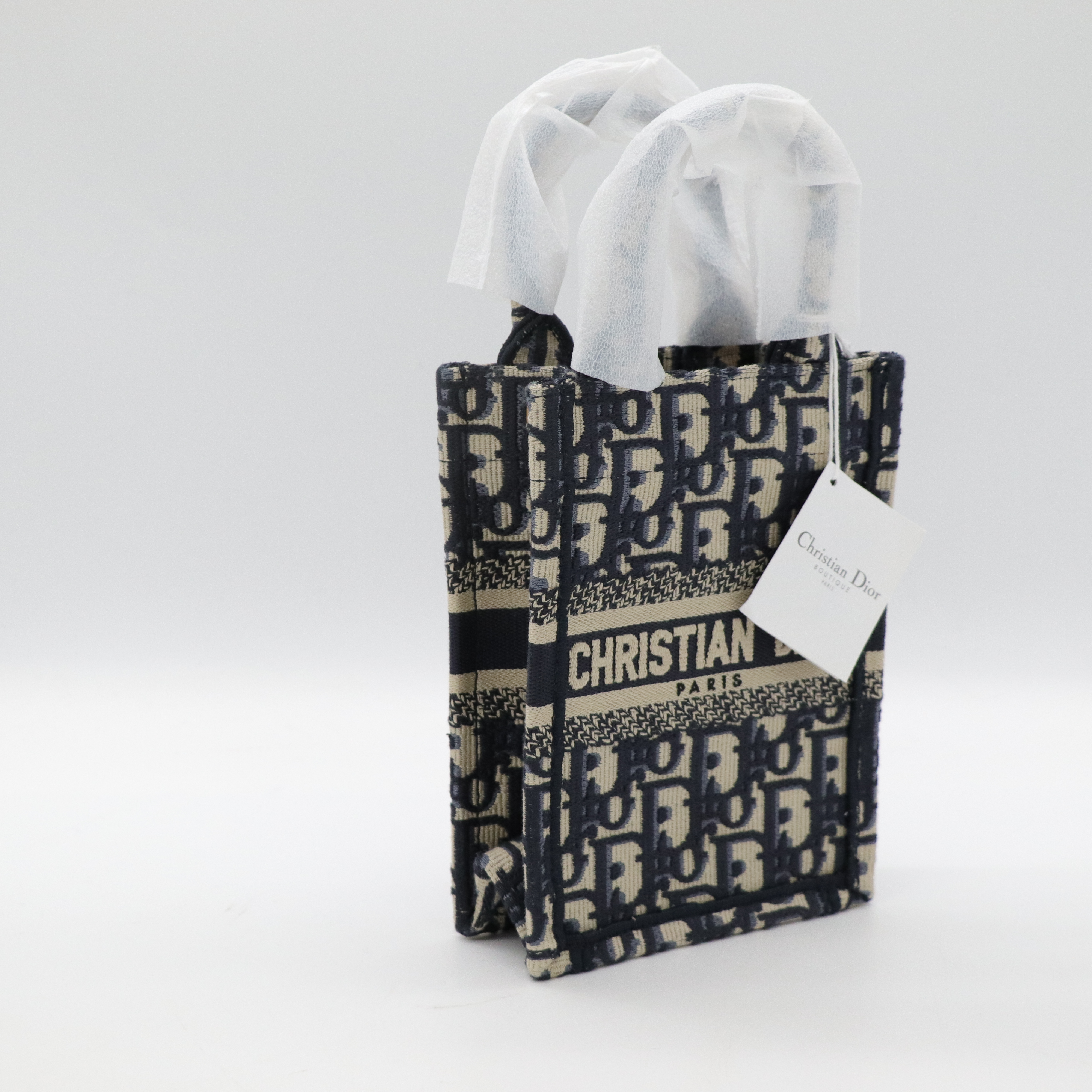 Dior 迪奧 藍色 Oblique 刺繡 藍色 book TOTE 手提肩背托特包-4