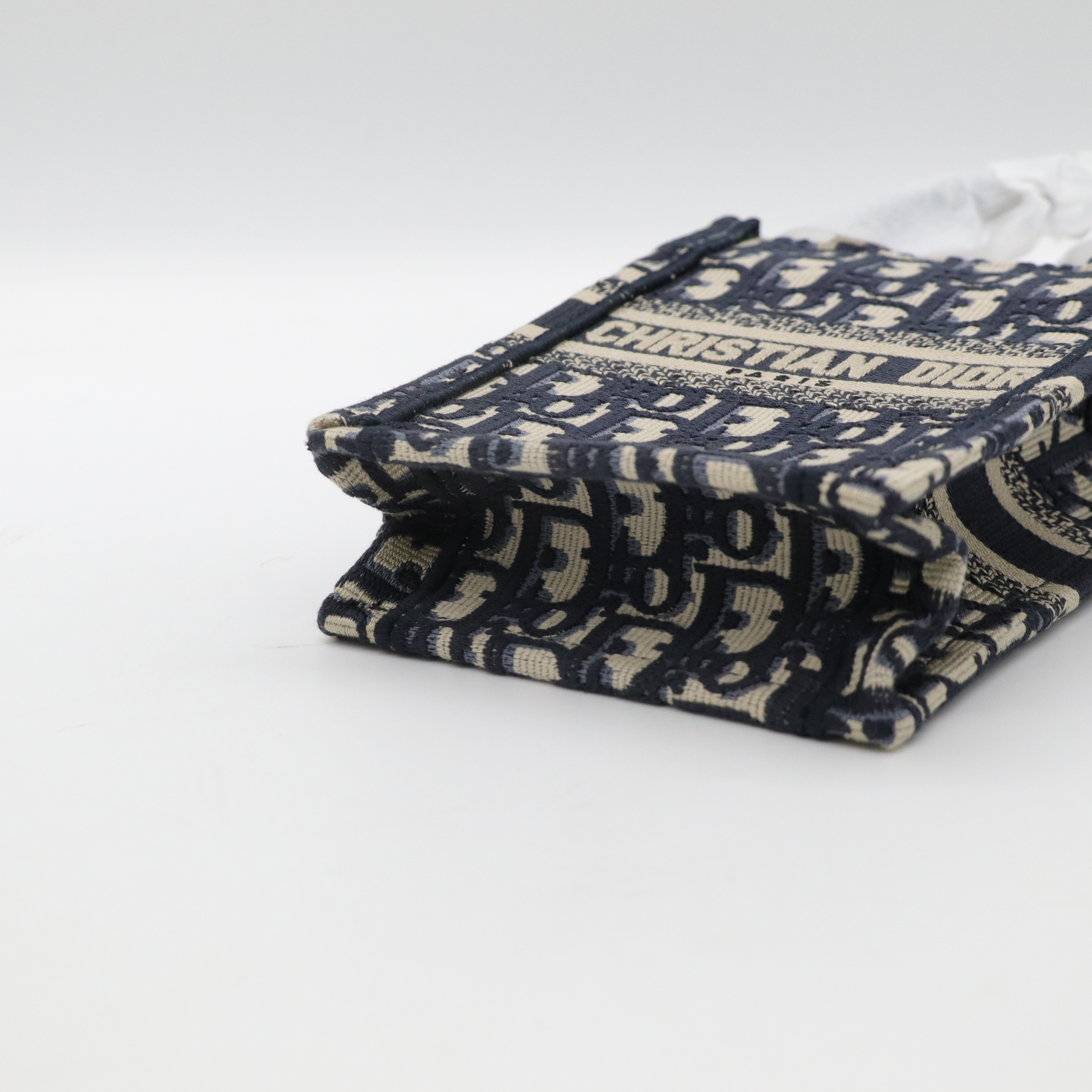 Dior 迪奧 藍色 Oblique 刺繡 藍色 book TOTE 手提肩背托特包-6