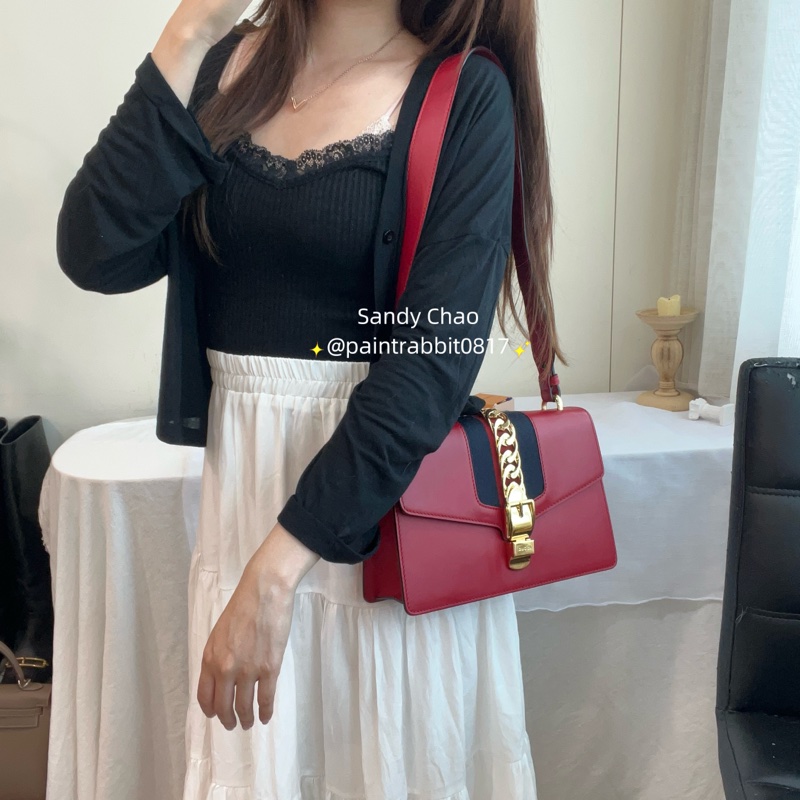 ෆ Gucci Sylvie塞爾維亞緞帶包🎀🌹-1