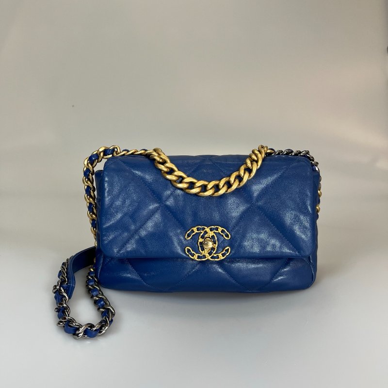CHANEL 19包 小號 藍羊皮 AS1160/保卡款29開-0