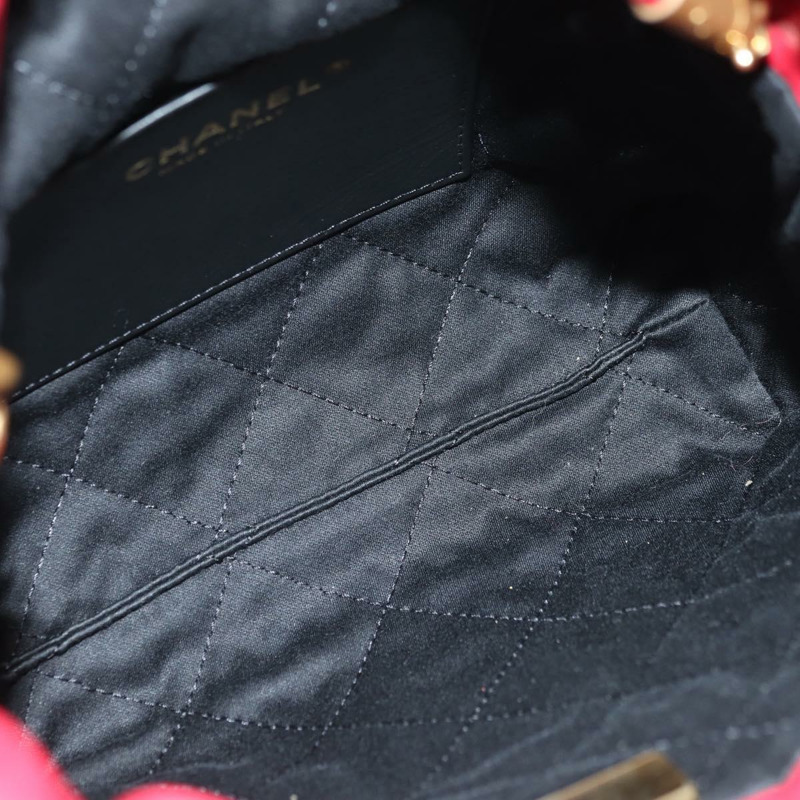 【日本直送】香奈兒 (CHANEL) 鏈條 Chanel 22 迷你包 羊皮 兩用 紅色 金色 CC 標誌 正品 181415SM-9