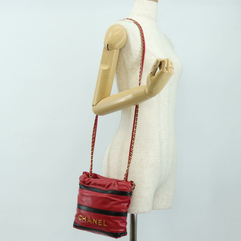 【日本直送】香奈兒 (CHANEL) 鏈條 Chanel 22 迷你包 羊皮 兩用 紅色 金色 CC 標誌 正品 181415SM-25