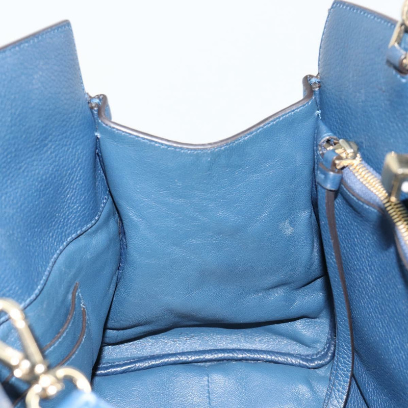 【日本直送】Salvatore Ferragamo Studio 手提包 皮革 2way 藍色 金色 Auth 181716A-20