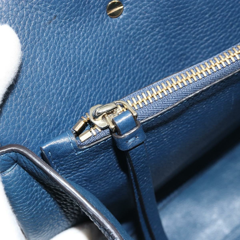 【日本直送】Salvatore Ferragamo Studio 手提包 皮革 2way 藍色 金色 Auth 181716A-22