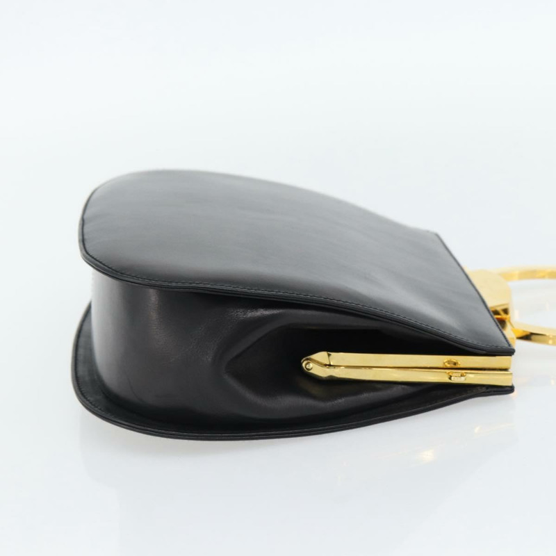 【日本直送】Salvatore Ferragamo Gancini 手提包 皮革 2way 黑色 金色 Auth 182803A-3
