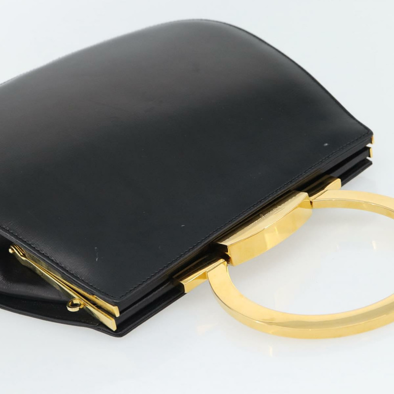 【日本直送】Salvatore Ferragamo Gancini 手提包 皮革 2way 黑色 金色 Auth 182803A-5