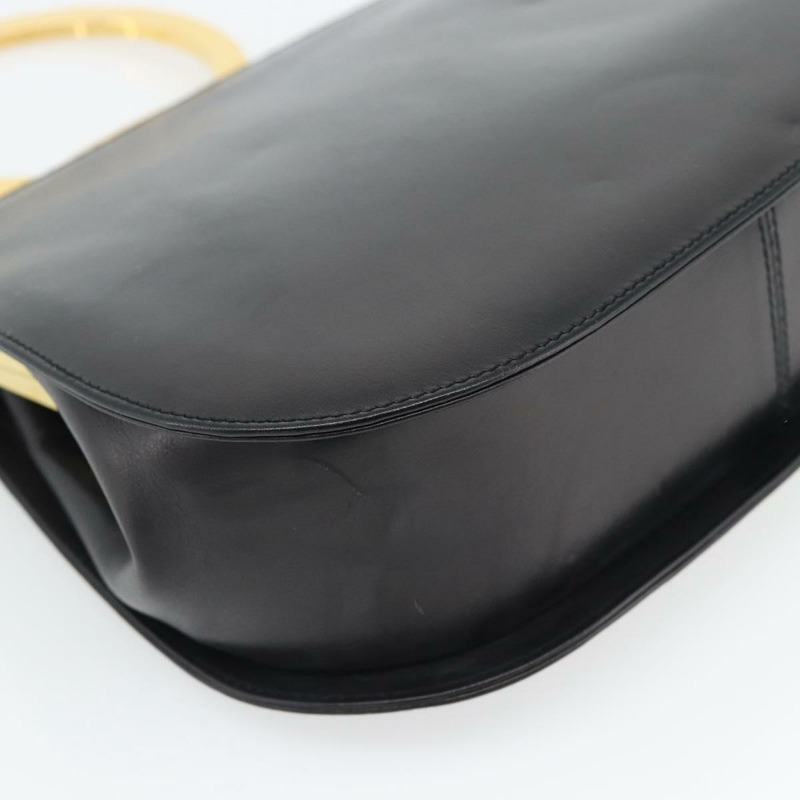 【日本直送】Salvatore Ferragamo Gancini 手提包 皮革 2way 黑色 金色 Auth 182803A-15