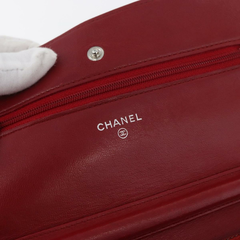 【日本直送】香奈兒 (CHANEL) 絎縫鏈條單肩包,羊皮材質,紅色,銀色雙C標誌,正品編號 182870SAV-20