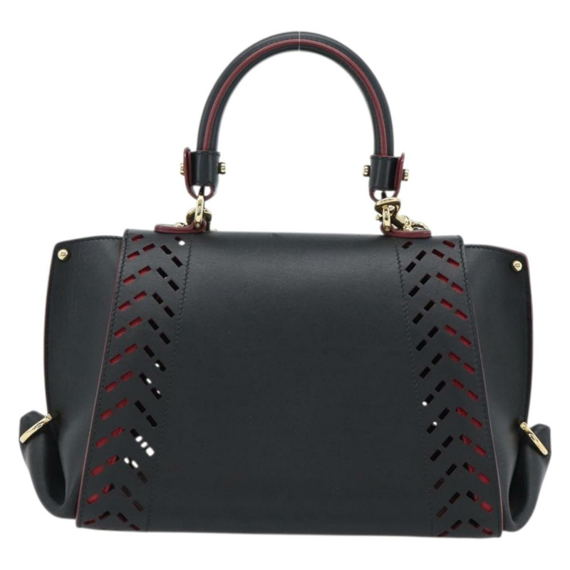 【日本直送】Salvatore Ferragamo Gancini 手提包 皮革 2way 黑色 金色 Auth 182777V-1