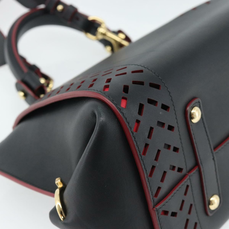 【日本直送】Salvatore Ferragamo Gancini 手提包 皮革 2way 黑色 金色 Auth 182777V-17